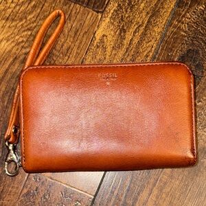 Fossil Brown Leather Wristlet